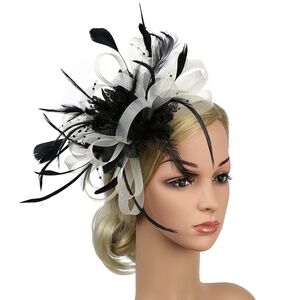 Women’s Elegant Black & Beige Tea Party Fascinator Hat